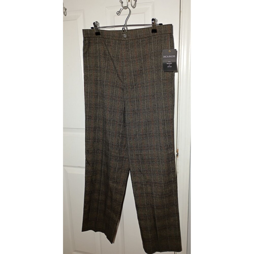 Zac&Rachel Woman 12 Ultimate Fit Glen Plaid Flat Front Dress Pants workwear